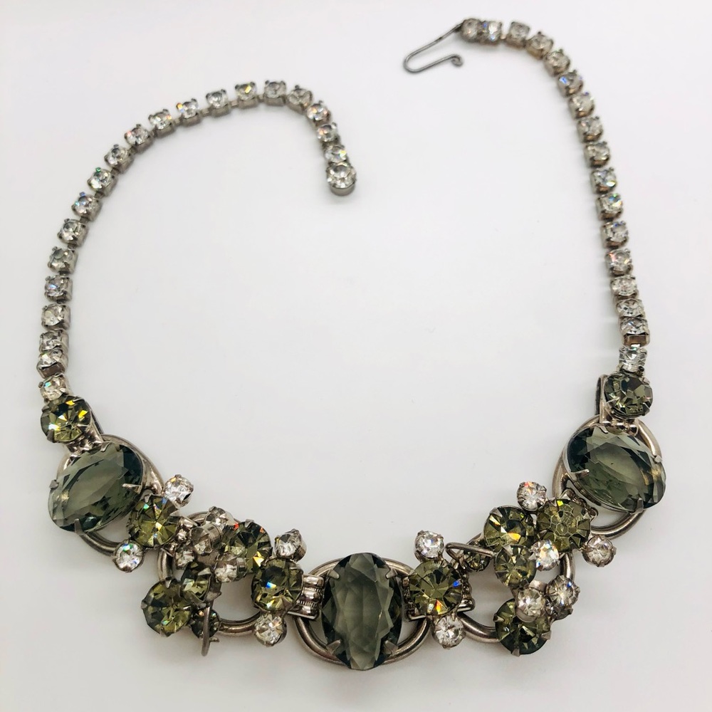 Vintage Juliana Grey Rhinestone 5 Link Necklace